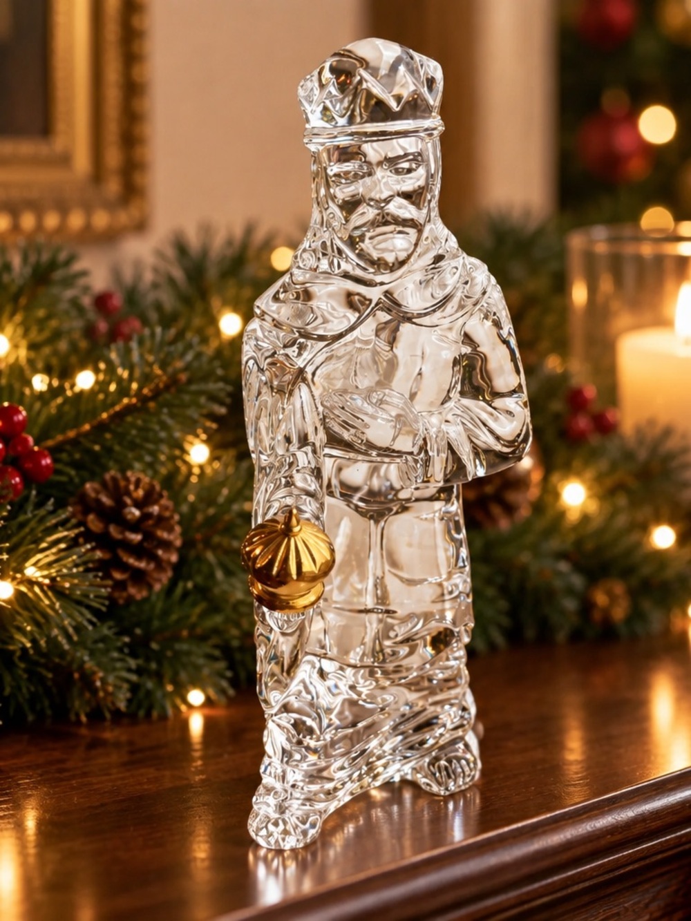 Waterford Crystal Nativity Balthasar King Figurine Millennial Gold Accent 6.5”